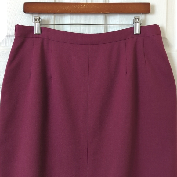 Pendleton 80's Vintage 100% Wool High Waisted Straight Cut Midi Skirt Purple 14 - Picture 11 of 12